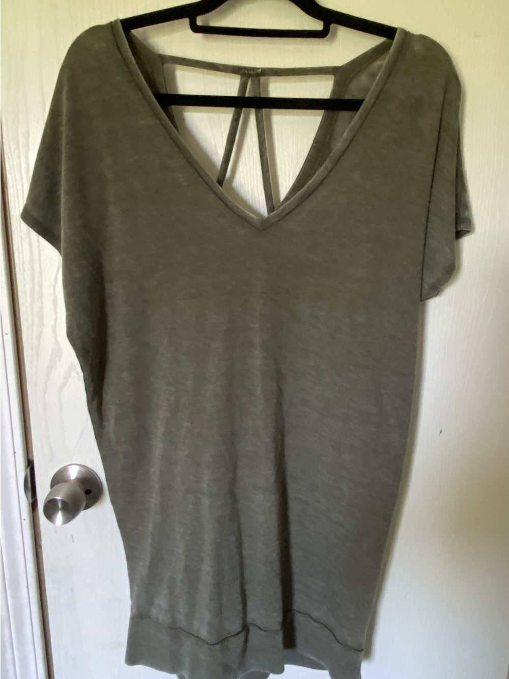 Express Olive V-Neck Tunic with Back Strap